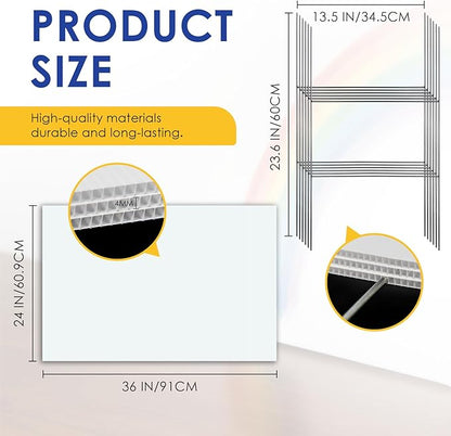 WENWELL Large Blank Yard Signs with Stakes 24" x 36 ",Poster Board for Estate Garage Sale,Party,Birthday,Wedding,Campaign,Parking Corrugated Plastic Sheet,10 Pack