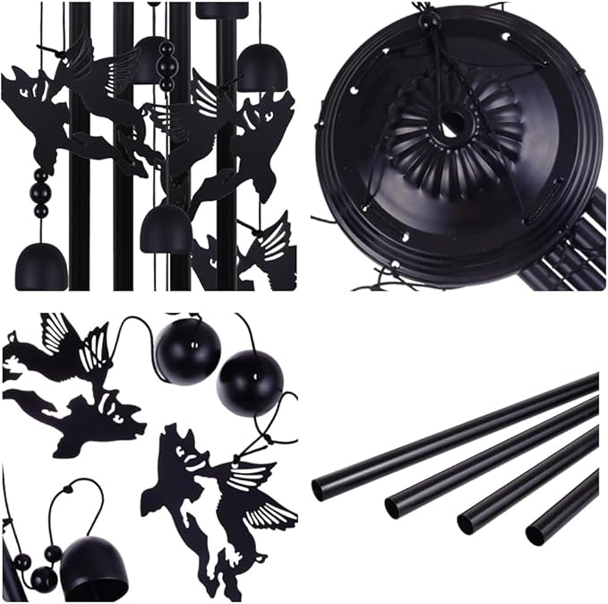 Flying Pigs Wind Chimes Outside Decorate, Memorial Wind Chimes, Wind Catcher, Mobile Flying Pig Wind Bells for Home, Yard, Tree, Patio, Garden Decoration, Gifts for Pig Lovers, Festival Gifts for Mom