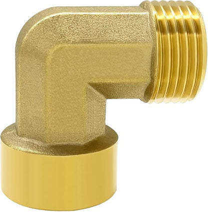 Hooshing 2PCS Brass Garden Hose Elbow Connector 90 Degree 3/4 Inch GHT Male and Female Pipe Fitting