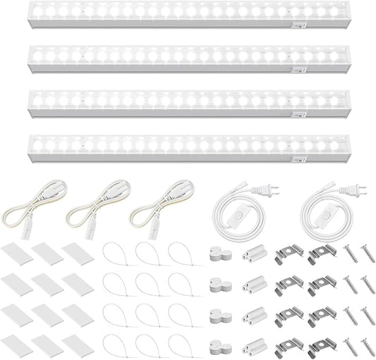 Barrina T5 Grow Lights for Indoor Plants, 5000K Full Spectrum, 1FT LED Growing Lamp, Plant Light Strip, for Seed Starting, Vegetables, Plug and Play, 4-Pack