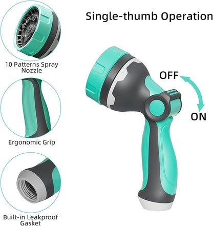 Garden Hose Nozzle, Hose Sprayer Nozzle with 10 Patterns High Pressure Water Hose Nozzle with Thumb Control, ABS Hand Spray Comfortable Grip for Outdoor Watering Plants & Lawns, Washing Cars & Pets