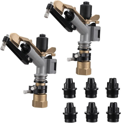 1" Agriculture IrrigationSprinkler Gun Sprinkler Large-Area Irrigation Spray Gun Garden Farm Watering Sprinkler 360° Adjustable Watering for Farms, Orchards, Tea Gardens, Forestry,Pack of 2