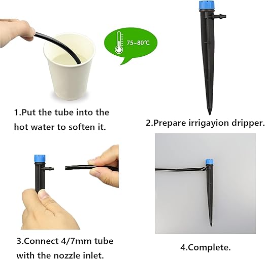 Irrigation Drip Emitters,50 Pcs Drip Emitters for 1/4" Drip Irrigation Tubing Adjustable Water Flow Drip Irrigation Emitters Drip Nozzles for Plants Garden Watering Raised Bed Potted Flower Vegetable