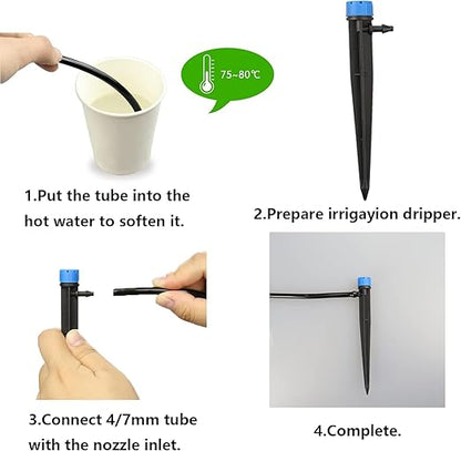 Irrigation Drip Emitters,50 Pcs Drip Emitters for 1/4" Drip Irrigation Tubing Adjustable Water Flow Drip Irrigation Emitters Drip Nozzles for Plants Garden Watering Raised Bed Potted Flower Vegetable