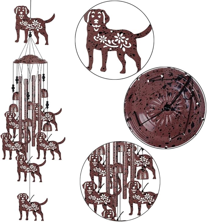 Outdoor Dog Wind Chimes Decoration, Memorial Wind Bells, Mobile Chimes, Blessing Wind Chime, Romantic Wind Catcher, Puppy Decor, 7 Dogs Wind Chimes Gifts for Mom, Home, Balcony, Tree, Festival, Garden