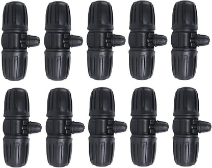 10PCS 1/2 Inch to 1/4 Inch Tubing Irrigation Fittings for (1/2'' ID x 0.60''-0.63'' OD) 16mm Drip Tubing,Locked Barbed Tee Connectors, Anti-Drop Straight Tee for Irrigation Tubing (3 Way)