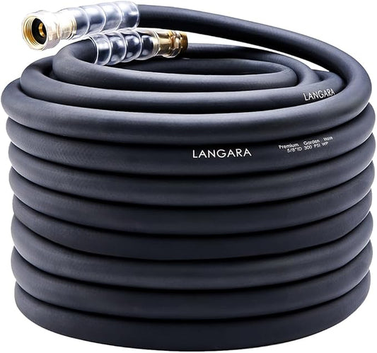 Heavy Duty Premium Garden Hose 90ft x 5/8", 300PSI Working, 1000PSI Burst, Water Hose with Transparent Swivel Handle - Hot/Cold Water - Five Layered Braiding for Durability