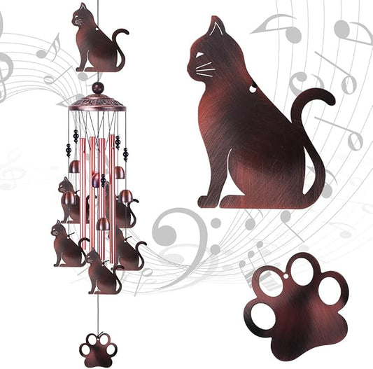 Cats Wind Chimes Outdoor/Indoor Decor - 36 Inch Metal Musical Wind Bells, Mobile Romantic Kitten Wind Catcher, Outdoor Cats Wind Chimes Gifts for Mom, Home, Balcony, Trees, Festival Garden Decoration