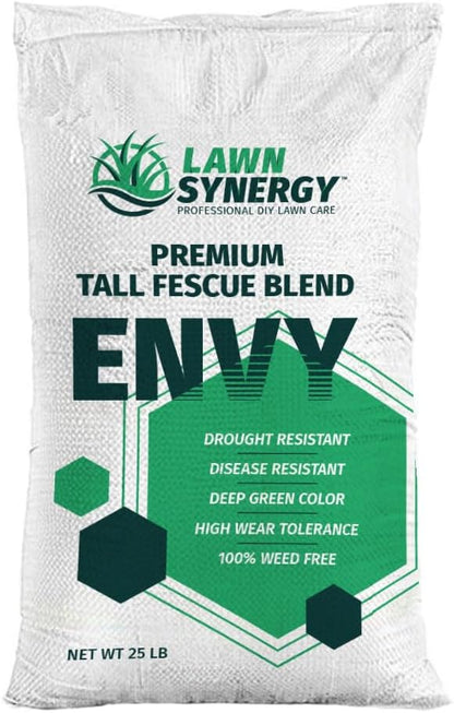 Envy Turf Type Tall Fescue Grass Seed - 25lbs. - 100% Weed Free - Drought Tolerant - Disease Resistant - Dark Green Color