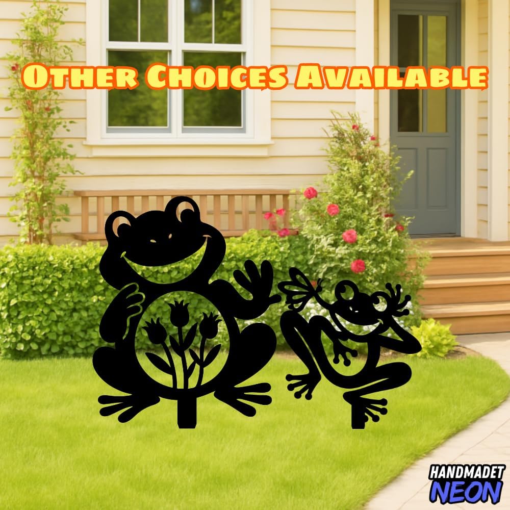 Personalized Frog Metal Garden Markers, Custom Frogs Gardening Stakes, Decorative Outdoor Yard Sign, Art Decor Gifts for Animal Lovers, Grandmother, Grandfather, Mom, Dad