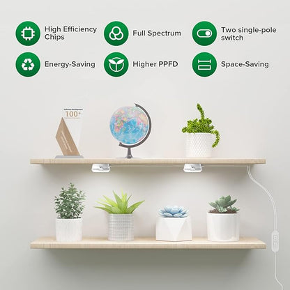 SANSI LED Puck Grow Light, 10W (150 Watt Equiv) Full Spectrum 2-Head Lamp for Plants with Ceramic Tech, Hanging Lights with ON/Off Switch for Plant Shelf Greenhouse Hydroponic