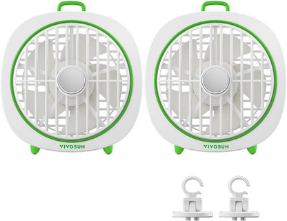 VIVOSUN AeroWave D4, 4” Grow Tent Clip Fan with Detachable Hook, 3-Speed Strong & Quiet Airflow, Adjustable Airflow Angle for Hydroponics, Circulation & Cooling, White, 2-Pack