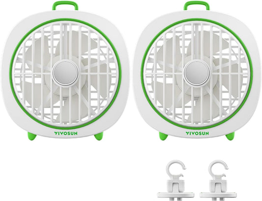 VIVOSUN AeroWave D4, 4” Grow Tent Clip Fan with Detachable Hook, 3-Speed Strong & Quiet Airflow, Adjustable Airflow Angle for Hydroponics, Circulation & Cooling, White, 2-Pack