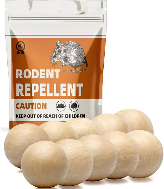 Rodent Repellent with Peppermint Oil, Mouse Repellent, Mice Repellent Balls for Indoor Outdoor, Rodents Repellent for House, Rat Deterrent Outdoor, Moth Balls for Outdoor Use - 10 Pack