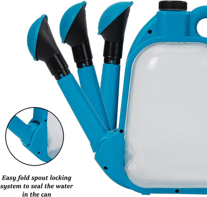 4L Foldable Clear Plastic Watering Can with Rotating Nozzle Long Spout Ideal for Indoor and Outdoor Gardening -Blue