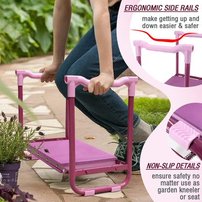 Colwelt Garden Kneeler Upgraded, Gardening Kneelers Stool with Rugged & Sturdy Steel Frame, Garden Seat and Kneeler Bench with Tool Pouch, EVA Foam Pad Protects Your Knees(Purple)