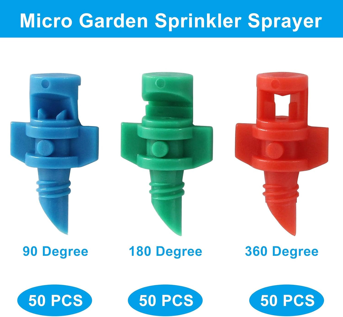 150 Pcs 90/180/360 Degree Misting Nozzle, Micro Sprinkler Heads Irrigation Misting Sprayer, Refraction Automizing Drippers for Garden Lawn Plants Irrigation System