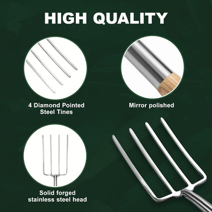 Pitchforks for Gardening Compost Digging Spading Cultivating Aerating Garden Fork Heavy Duty Yard Fork Gardening 4 Prong Compost Spade Fork 43 Inch Steel Pitchfork with D-Handle