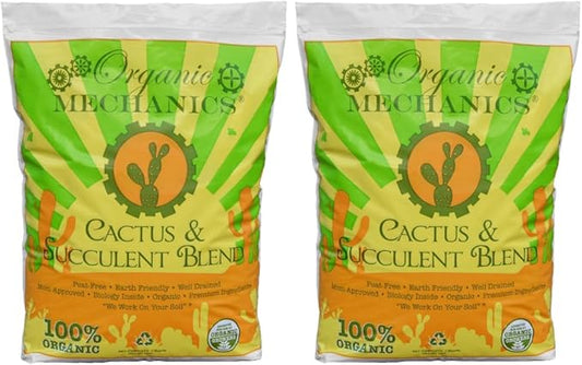 Organic Mechanics Cactus and Succulent Blend Potting Soil, 2 qt (Pack of 2) – Well-Drained Organic Mix – Enhances Plant and Root Growth with Biochar, Rice Hulls, and Worm Castings