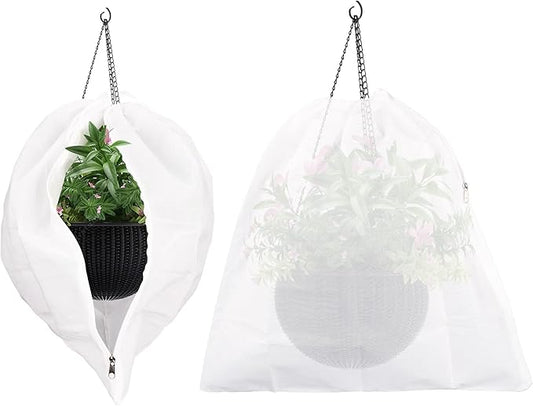 Abimars Thicker Plant Covers Freeze Protection Jacket 2.36 oz/yd², 2'x2' Reusable Winter Plant Covers with Drawstring & Zipper, 2 Pack Light, Porous Fabric for Plant Breathing