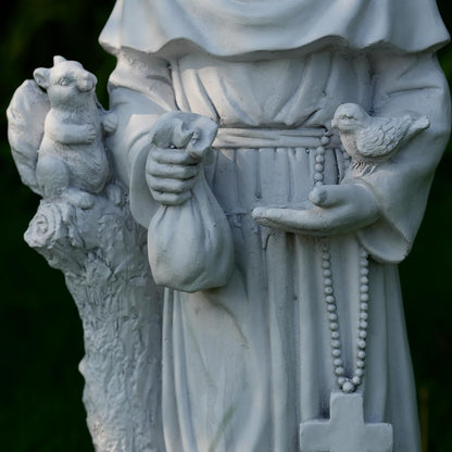 St Francis Garden Statues, Saint Francis of Assisi Catholic Christian Yard Decor Lawn Garden Patio, Outdoor Sculptures Art Decorations, Grey