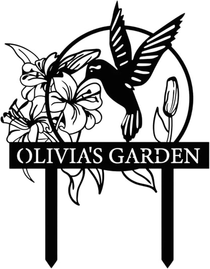Personalized Garden Signs | Garden Stake Metal Sign | Custom Garden Sign | Customized Bird Garden Name Sign Yard Sign| Garden Signs Decorative Outdoor | Personalized Camping Gifts