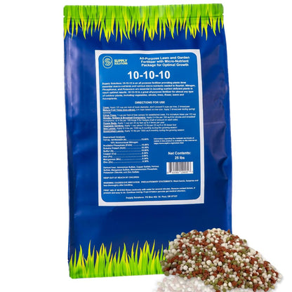Supply Solutions 10-10-10 Complete Lawn & Garden Granular Fertilizer with Micronutrients – Balanced NPK Plant Food for Soil Health, Blooms & Roots – Safe for Vegetables, Fruits, Lawns (25 Pounds)