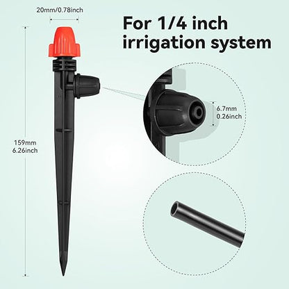 Adjustable Drip Irrigation Spray Emitters: Mist Stream Drip Emitter with Lock Barbed for 1/4 inch Tubing Drip Irrigation Parts for Garden Watering System (30PK)