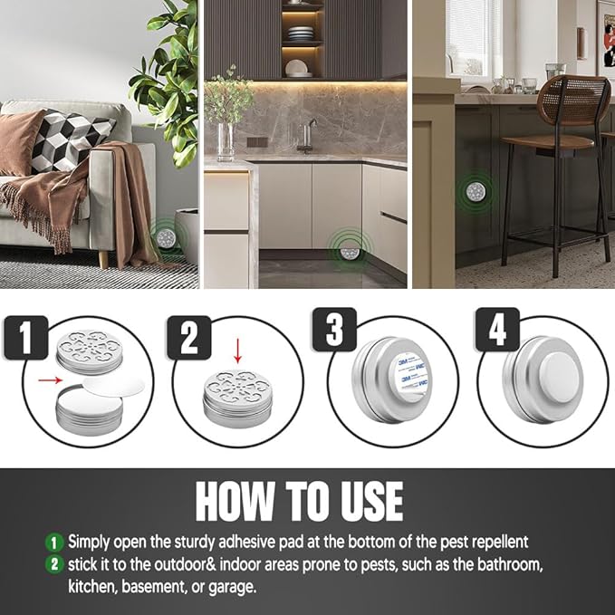 Pest Repellent, Rodent Repellent for Car Engines, Mouse Repellent, Keep Rodent, Roach, Mouse, Moth and Spider Away from House, Safe Around Kids, Pets & Plants, 120 sq ft Coverage - 2P