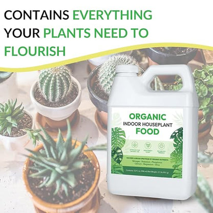 Organic Indoor Houseplant Food - Use on All Live Indoor Plants, Orchids, and Succulents | Concentrated Liquid Fertilizer Alternative (32oz, Mixes to 32 Gallons)