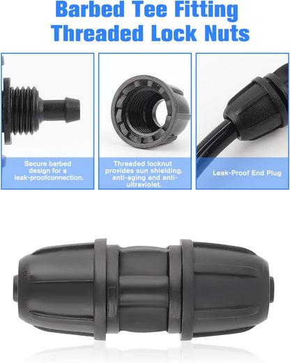 Kalolary 30PCS Drip Irrigation Fittings 1/4" Irrigation Tubing Coupling Lock Barbed Coupling for Drip Irrigation Tubing Anti-Drop Irrigation Coupling for Garden Drip Irrigation Parts