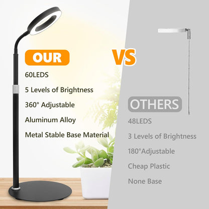 Desk Top Grow Lights for Indoor Plants,Full Spectrum Table Plant Light,24.2" Telescope Stand,UV LED Red Blue Halo Growing Lamp,Adjustable Gooseneck,Auto Timer,3 Lighting Modes,10-Level Dimmable