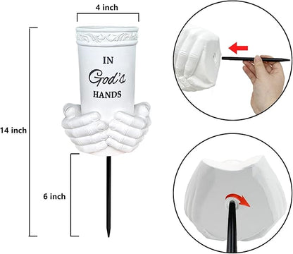 BAYN Grave Decorations for Cemetery, Hand Held Vases with Spikes for Garden Decorations Waterproof Garden Statues Memorial Gifts for Loss of Loved One