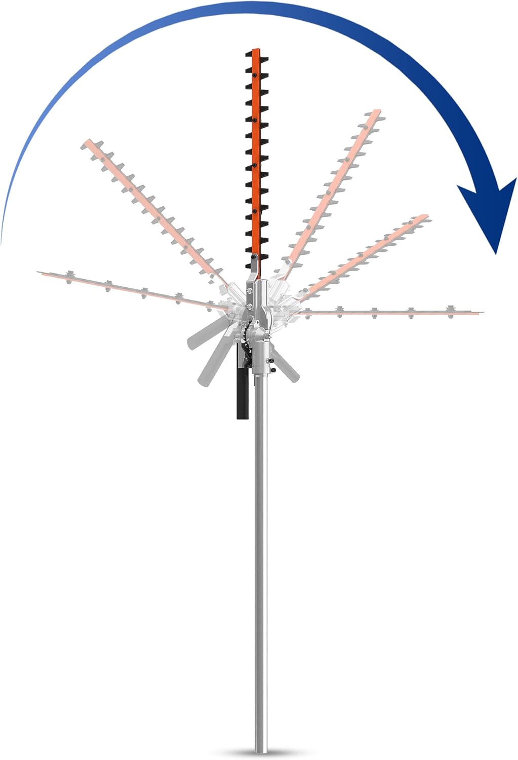 SUNSEEKER 16" Hedge Trimmer Attachment Universal, Dual Action Articulating,Heavy Duty Steel Material, 12 Angle Positon, Gas Powered, Grey/Black