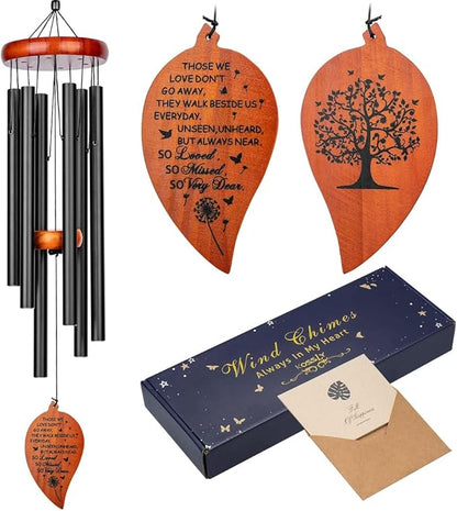 Sympathy Wind Chimes,32" Memorial Wind Chimes for Loss of Loved One, Sympathy Memorial Bereavement Gift,in Memory of Loved One Loss of Mother Father，Home Decor Garden Patio Outdoor-Black