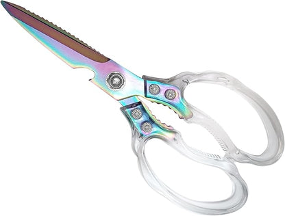 Heavy Duty Kitchen Scissors, Stainless Steel & Aluminum, Serrated Edge, Ambidextrous, Contemporary Style, Blade Color, Kitchen Shears