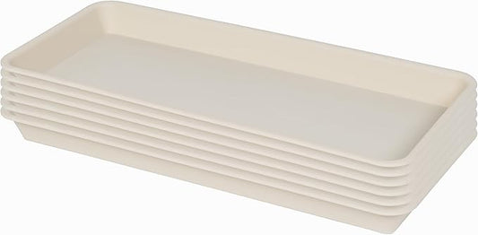 4 Pack Plastic Plant Trays - Rectangular 17 18 inch, Indoor/Outdoor Plant Water Drip Trays for Flower Pot Planter, Windowsill (7.8 x 17.5'', Beige)