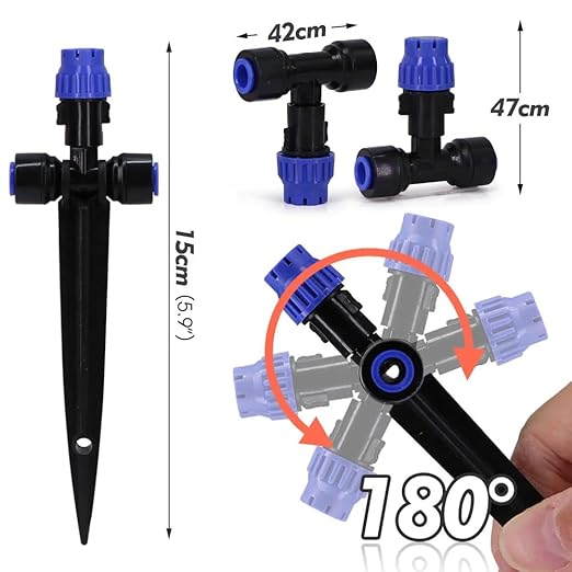 65.6FT Quick-Connect Drip Irrigation Kit with Adjustable Fan-Shaped Drippers for Garden Watering, Saving Water Automatic Irrigation Equipment for Greenhouse Raised Bed and Plants Vegetable Garden
