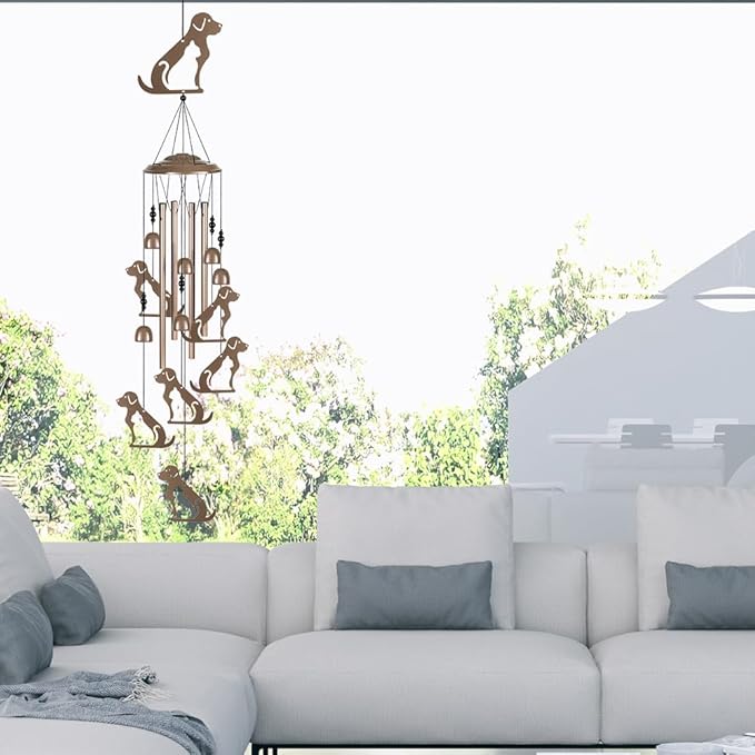 Outdoor Dogs Wind Chimes Decor, Portable Mobile Wind Catcher, Sympathy Wind Bells, Memorial Gifts for Mom, Housewarming, Blessing WindChimes(Outside/Indoor/Home/Room/Porch/Yard/Garden Decorate)