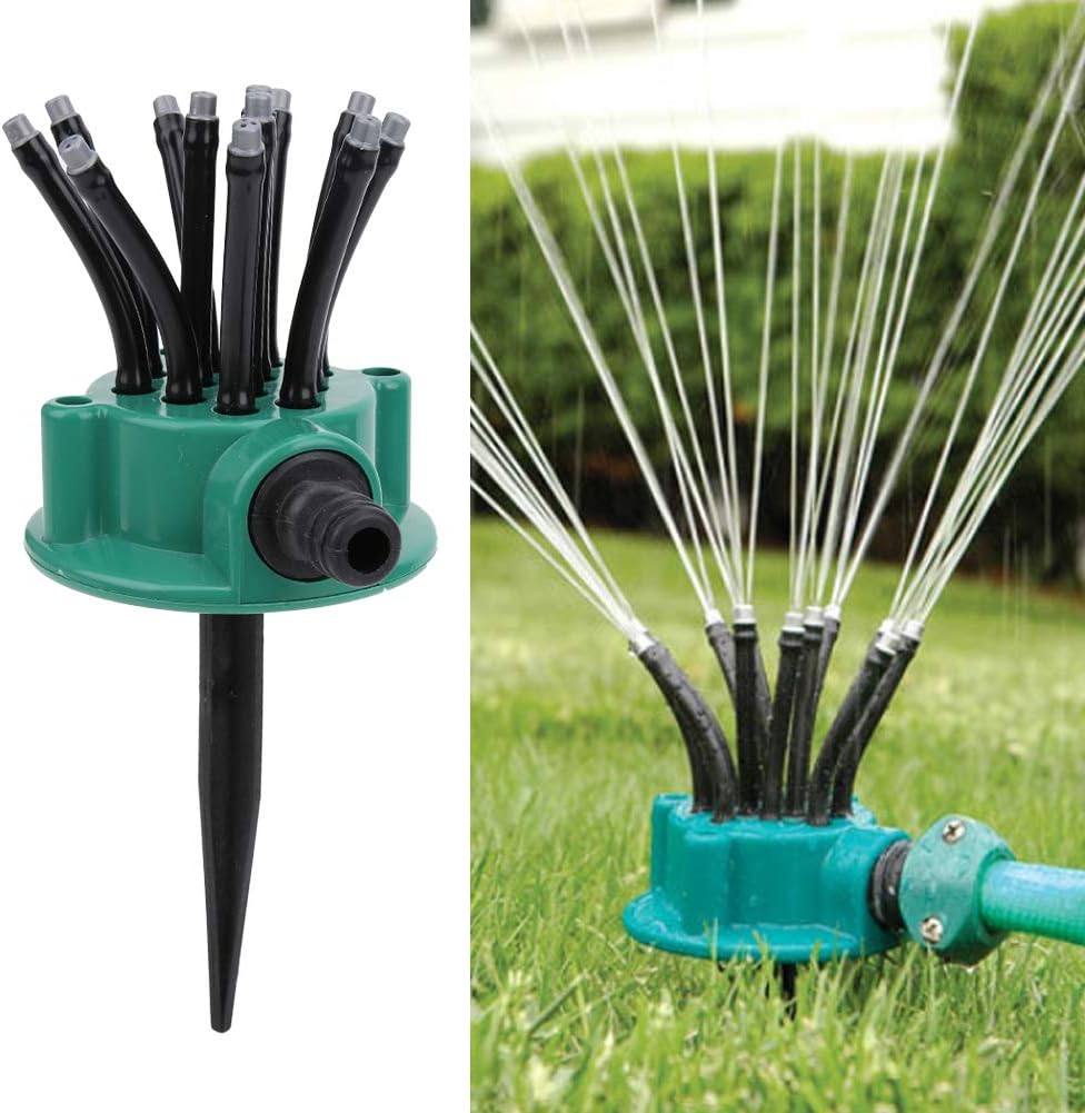 Yosoo Health Gear 360 Degree Rotating Garden Automatic Multi Heads Sprinkler with Flexible Noodle Shape Sprayers for Agricultural Irrigation, Quality ABS Sprinkler Nozzle with 3 Independent Holes