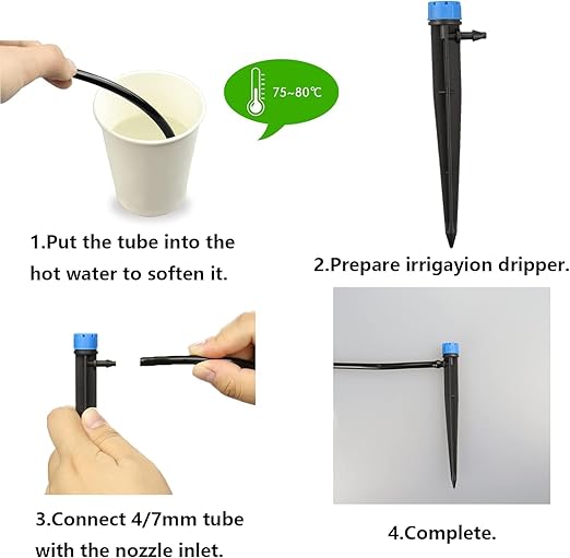 1/4 inch Drip Irrigation Emitters,100 Pcs Drip Emitters for 1/4" Irrigation Tubing Adjustable Water Flow Irrigation Drippers Drip Heads Drip Nozzles for Plants Garden Watering Raised Bed Potted Flower