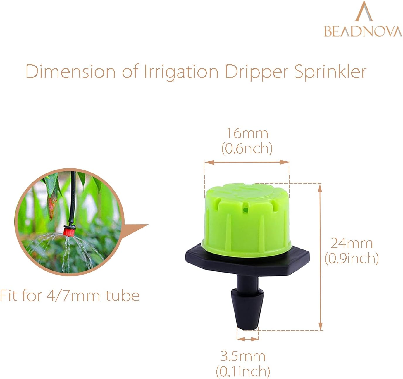 BEADNOVA Drip Emitter 150 Pcs 360 Degree Adjustable Dripper Emitters for Drip Line 1/4 Inch Irrigation Tube Watering System Gardening (Green)