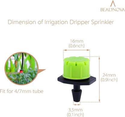 BEADNOVA Drip Emitter 150 Pcs 360 Degree Adjustable Dripper Emitters for Drip Line 1/4 Inch Irrigation Tube Watering System Gardening (Green)