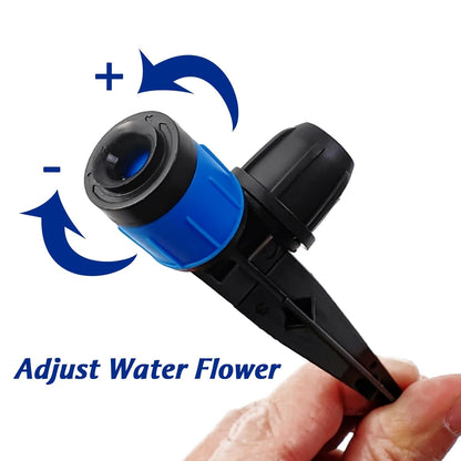 GXXMEI 30PCS Drip Irrigation Emitters with Stake, 360°Adjustable Fan Sprayer Water Flow Lock Barbed Dripper for 1/4" Drip Irrigation Tubing Garden Irrigation Sprayer for DIY Garden Irrigation System