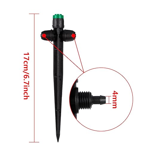 30 Pcs Drip Irrigation Sprayer Emitters for 1/4" Irrigation Tubing, Adjustable 360 Degree Water Flow Drippers on 6.5" Sturdy Stake with Double Lock Barbed Irrigation Drippers
