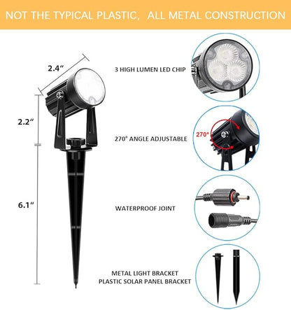 APONUO Metal Outdoor Solar Landscape Lights Solar Lights Outdoor Waterproof Solar Landscape Spotlight for Yard Landscape Lighting, Auto On/Off for Pathway,Driveway, Porch, Patio (Cool White)