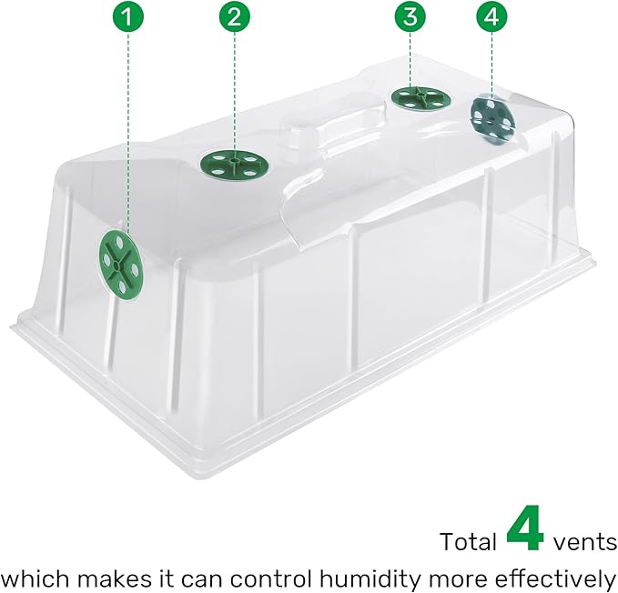 MIXC 10 Pack Humidity Dome 7" Tall Extra Strength, 1020 Growing Trays Cover, Propagation Seed Cloning Lid Vented for 10 x 20 Inch Flat Tray and Seed Starting Germination