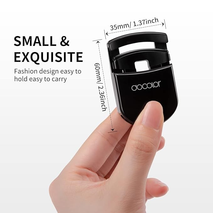 Docolor Eyelash Curler Portable Lash Curler with 1 Silicone Refill Pads Mini Eye Lashes Curlers Professional Travel Makeup Tools for All Eye Shapes