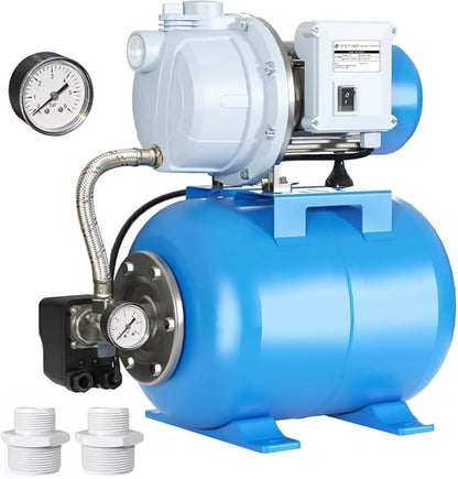 FOTING 1.5HP Shallow Well Pump with Pressure Tank, 115V 1340GPH Automatic Irrigation Water Booster Jet Pump, Water Pumps Booster System 164FT for Home Garden Lawn Farm