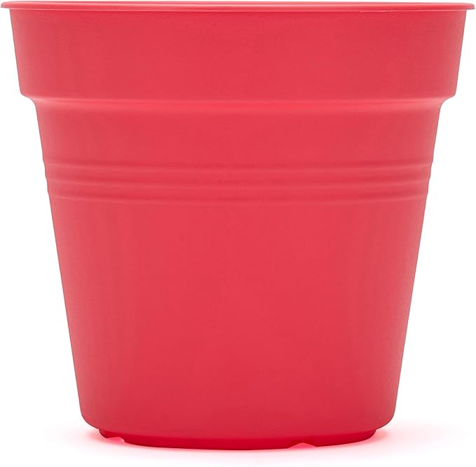 Mintra Home Garden Pots 4pk - Flowers, Herbs, Plants, Indoor, Outdoor, Colorful, Wholesale, Bulk (Coral, 17cm Diameter (6.6in))